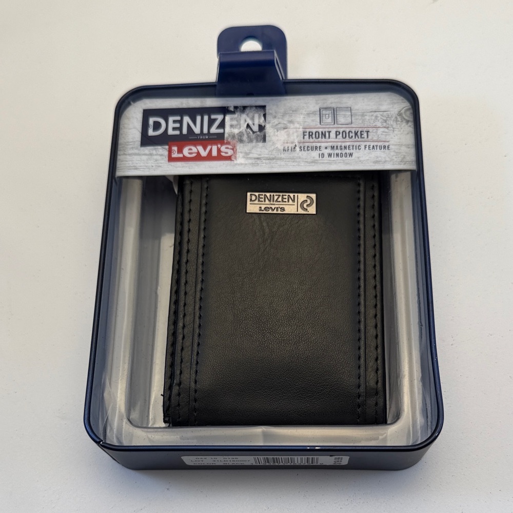 Levi's Black Card Holder Front Pocket Wallet RFID Secure